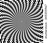 Abstract checkered  monochrome spiral background.