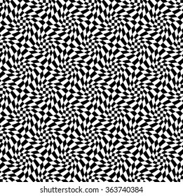 Abstract checkered mosaic background with twirl, spiral distortion effect on tiles. Seamlessly repeatable.
