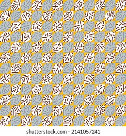 Abstract checkered pattern with splashes of texture. Seamless print.