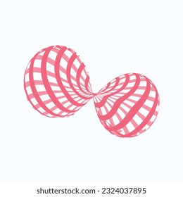 abstract checkered red ribbon isolated on white background