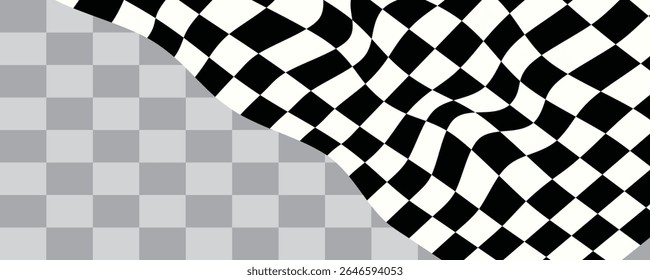Abstract checkered round frame. Racing concept. Chess pattern on white background. Border template.