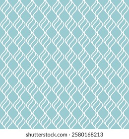 Abstract checkered seamless pattern with wavy lines - hand drawn vector illustration.