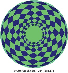 Abstractas esfera a cuadros en tonos verdes y azules.