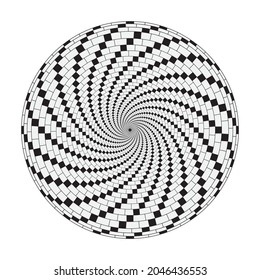 Abstract checkered Spiral design element. Vector illustration