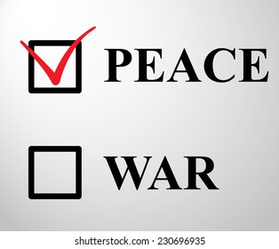 abstract checklist with peace or war option 