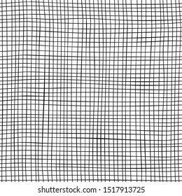 Abstract checkwork checked mesh graphic design seamless pattern. Hand drawn decoration. Cute simple vector scribble grunge style black white