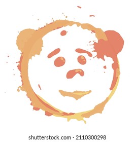 oso abstracto y alegre hecho de bandeja de pintura. Perros y puntos sin cuidado en el fondo de la luz. Dibujo infantil descuidado. Vector
