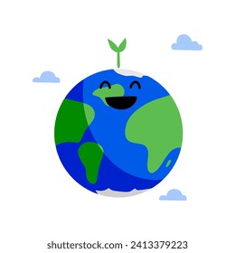 Abstract cheerful Earth globe with continents and oceans.