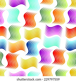 Abstract cheerful seamless background with rainbow gradient waves on white area