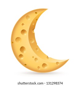 Abstract cheese lunation. Illustration on white background