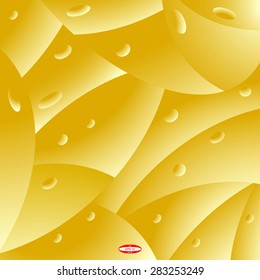 abstract cheese pattern with hole texture isolated on yellow background. vector Illustration