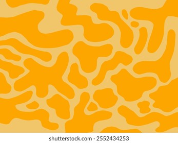 Abstract cheese splash pattern. Minimalist Boho style. Dairy cheddar cheese fluid for banner. Background with yellow combination of fromage. Melted cheese scattered around