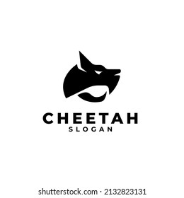 Abstract cheetah or puma or feline head logo silhouette