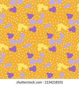 Abstract cheetah seamless pattern. Camo leopard elements background. Creative irregular animal fur shapes endless wallpaper. Design for fabric, textile print, surface, wrapping, cover, greeting card.