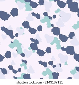 Abstract cheetah seamless pattern. Camo leopard elements background. Creative irregular animal fur shapes endless wallpaper. Design for fabric, textile print, surface, wrapping, cover, greeting card.
