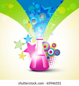 abstract chemical bottle in colorful background