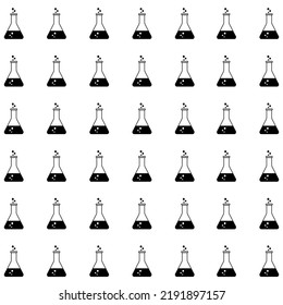 Abstract Chemist Flask Pattern Background.flask chemical reaction hand drawn sketch. Simple medicine lab backdrop. Great for fabric design, textile print, wrapping, cover. Vector illustration.