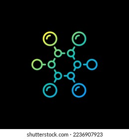 Abstract Chemistry Molecule vector Science concept outline colorful icon on dark background