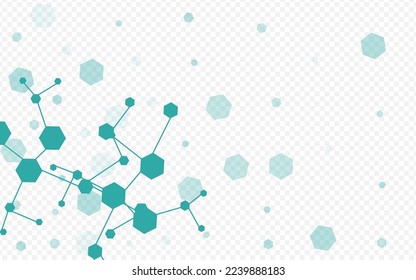 Abstract Chemistry Vector Transparent Background. Hexagon Geometric Frame. Science Dna Microbiology Pattern. Medicine Illustration.