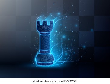 Abstract Chess background with light particles. Vector illustration