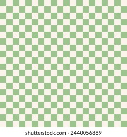 Abstract chess board seamless pattern in green sage colors. Vector background