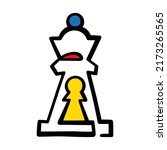 Abstract chess illustration. Chess queen and pawn.