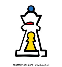 Abstract chess illustration. Chess queen and pawn.