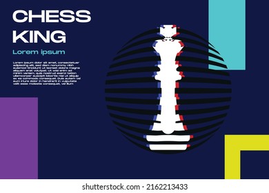 Resumen de ajedrez King con logotipo de línea y fondo azul oscuro.eps