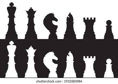 Abstract chess pieces design, sport themed illustration.