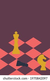 Abstract chess pieces design, sport themed illustration.