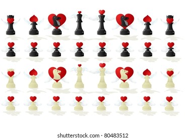 Abstract chess pieces. Illustration on a white background.