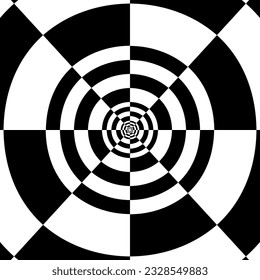 Abstract chessboard illusion background in circle shape