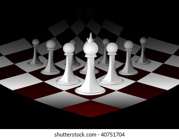 Abstract chessboard with white figures