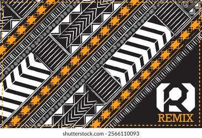 Abstract chest print design featuring dynamic geometric patterns, fluid lines, and bold contrasting colors, evoking modern, edgy, and artistic vibes.