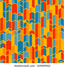 Abstract chevron geometric pattern. Random colored swatches. Seamless vector background. Five colors only  - easy to recolor..