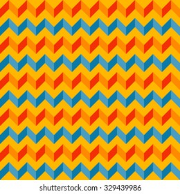 Abstract chevron geometric pattern. Random colored swatches. Seamless vector background. Five colors only  - easy to recolor..