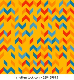 Abstract chevron geometric pattern. Random colored swatches. Seamless vector background. Five colors only  - easy to recolor..