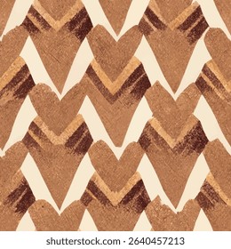 Abstract chevron pattern with copper foil accents, grunge lines ikat pattern, striped seamless pattern, Vector illustration background for print the paper.