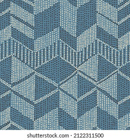 Abstract chevron seamless pattern. Mosaic patchwork style background. Geometric design with triangles and rectangles. Beads ornament, ethnic african mosaic motifs.