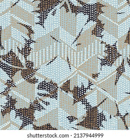 Abstract chevron seamless pattern. Mosaic patchwork style background. Geometric design with triangles and rectangles. Beads ornament, ethnic african mosaic motifs.