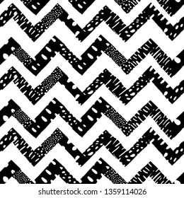 Abstract chevron striped pattern Grunge seamless texture Hand drawn background Vector Illustration