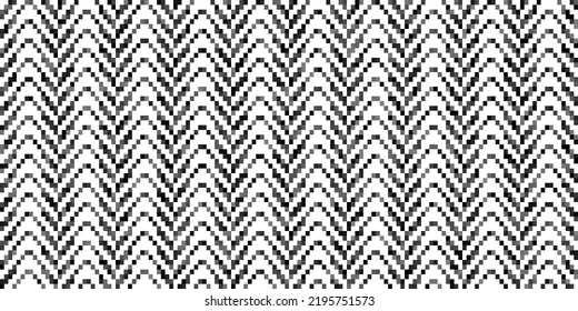 Abstract chevron striped pattern seamless texture Black and white Monochrome background Geometric Illustration Pixel art style