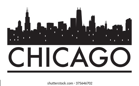 Abstract Chicago skyline, with various landmarks, vector illustration