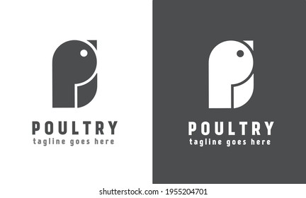 Abstract chick logo design template. Poultry silhouette logo for farm company