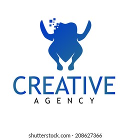 abstract chicken design concept creative agency vector logo design template