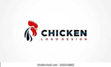 Abstract Chicken Head Logo. Red and Black Vector Logo Design Template Element