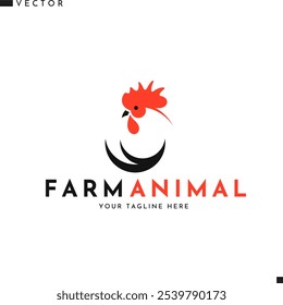 Abstract chicken logo. Farm animal sign. Isolated chicken on white background. Cute bird emblem. Vector illustration EPS