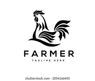 abstract chicken rooster hen sit logo design illustration