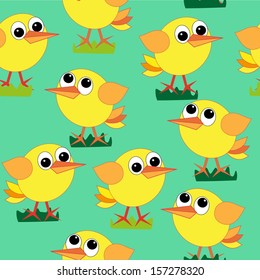 abstract chicken seamless background on grass