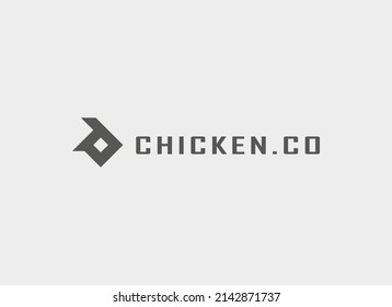 Abstract Chicken. Simple Minimalist Had Chicken Icon isolated on Grey Background. Usable for Animals, Business and Branding Logos. Flat Vector Logo Design Template Element.